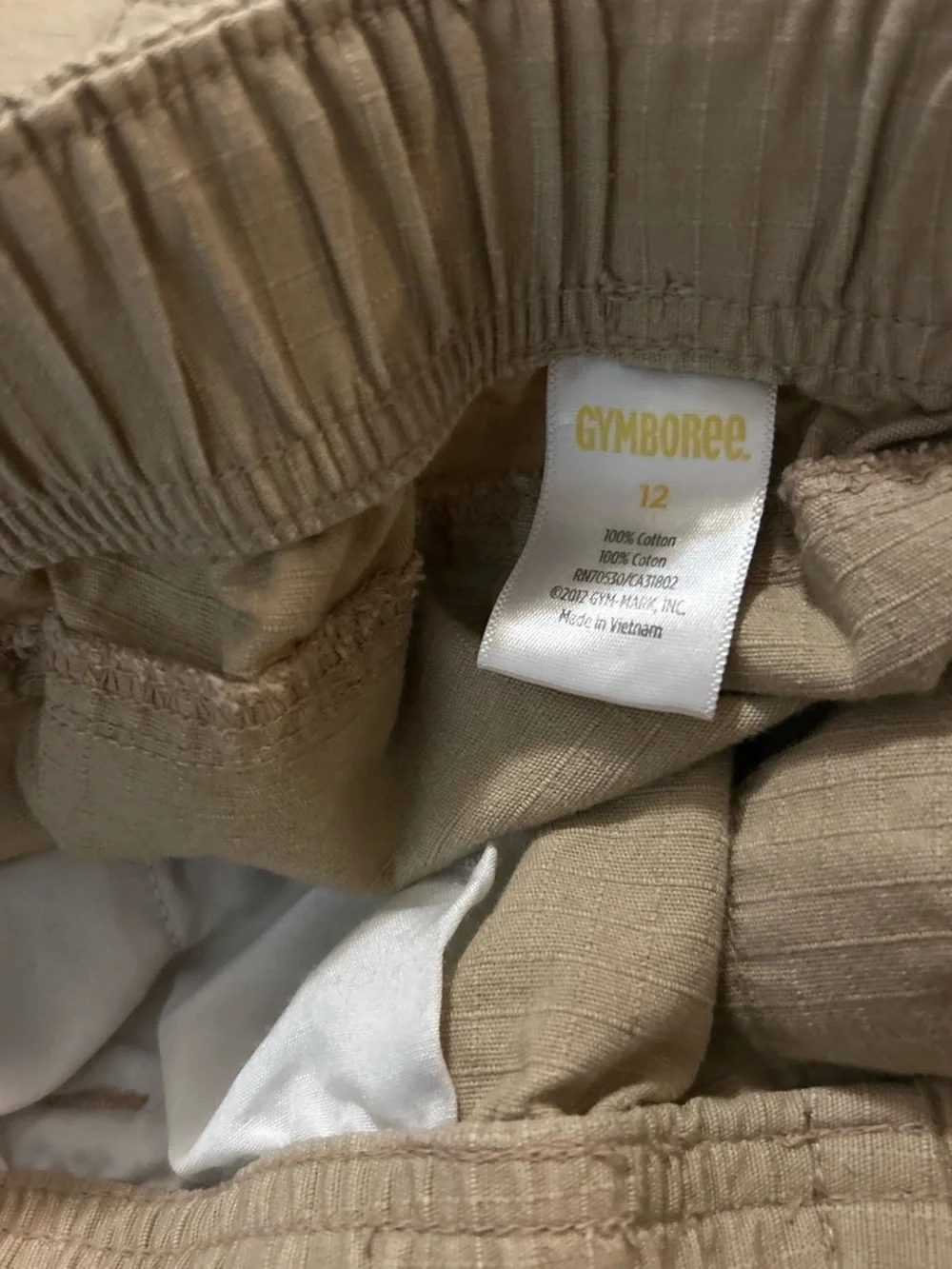 Gymboree Boys' Khaki Cargo Pants with Drawstring Waist
